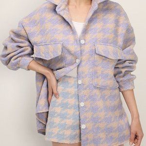 Hannah Houndstooth Shirt Jacket - Lavender